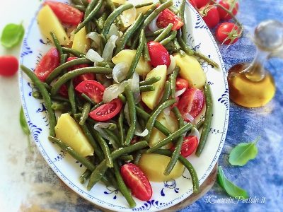 insalata di patate fagiolini e pomodori