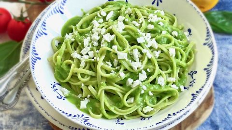 pasta con crema di piselli