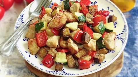 bocconcini di pollo con verdure