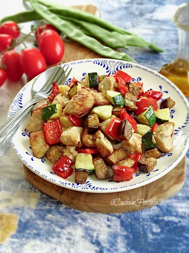 bocconcini di pollo con verdure